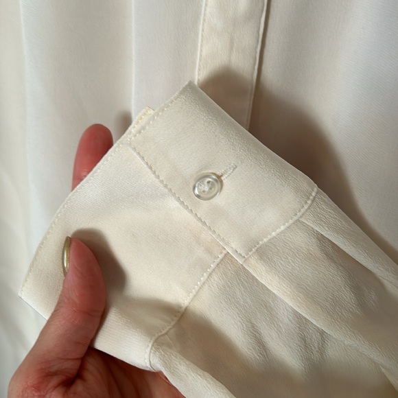 EUC sheer silk blouse. Covered buttons. Very soft off white color. - Picture 5 of 7